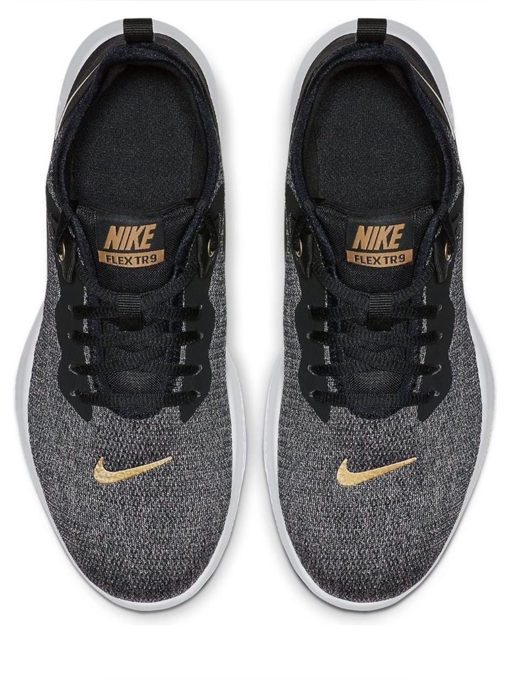 👟 NWOT Men’s Nike Flex Trainer 9 In Black & Metallic Gold-Size 8.5
